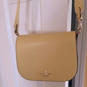 Kate Spade Yellow Crossbody Bag with Adjustable Strap and Flap Closure